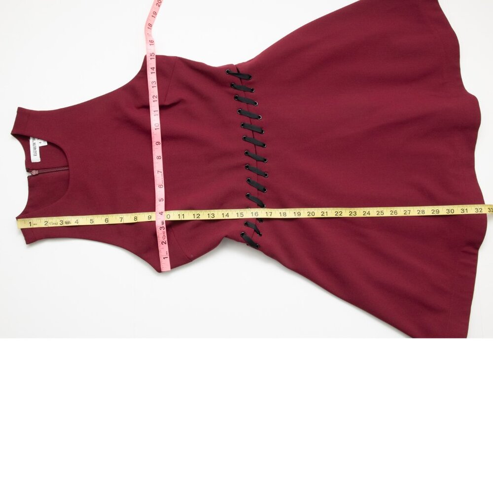 Elizabeth & James Carter Dress Fit & Flare Sleeveless Skater Maroon Wine Mini 4 - Picture 6 of 6